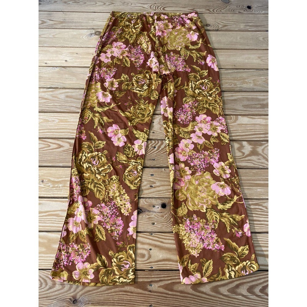 NEW Isaac Mizrahi Live Floral Pajama Sleep Set Size Medium Golden Button Front - Picture 8 of 12